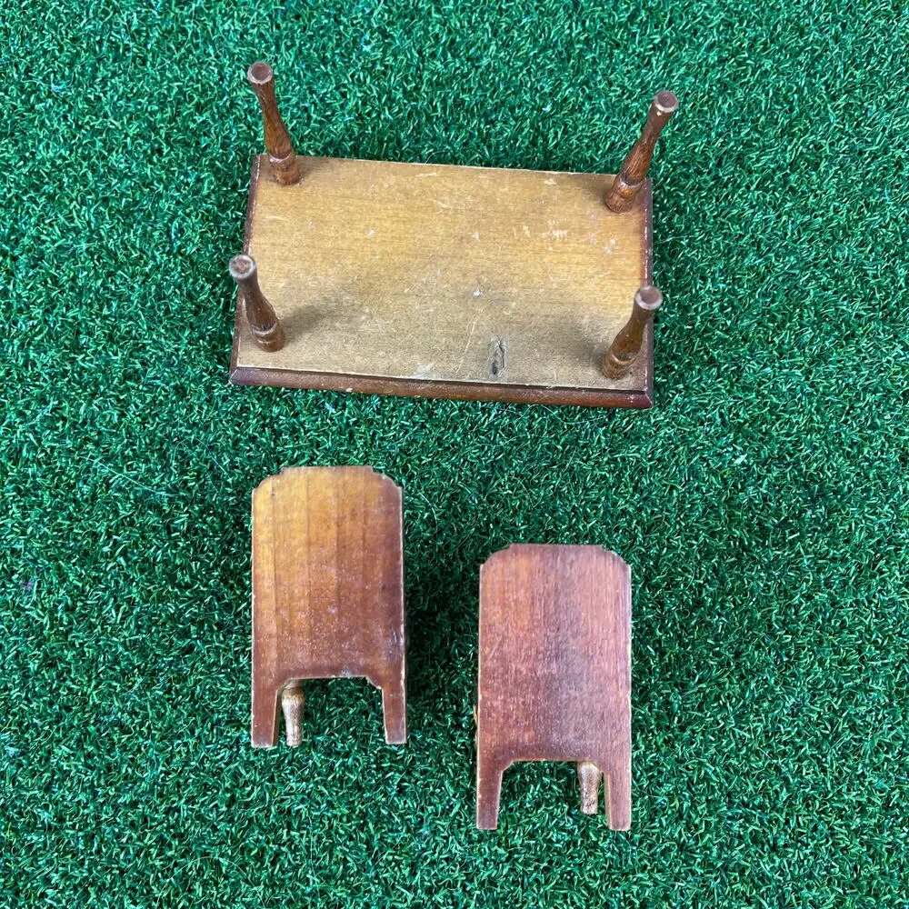 Vintage Miniature Dollhouse Furniture Wooden Dining Table Set